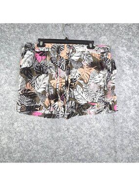Per Se Women's Tropical Flowy Casual Shorts Floral Size XL